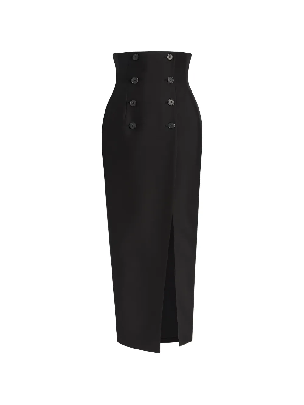 KHAITE Luiza slit-detail midi skirt - Nero