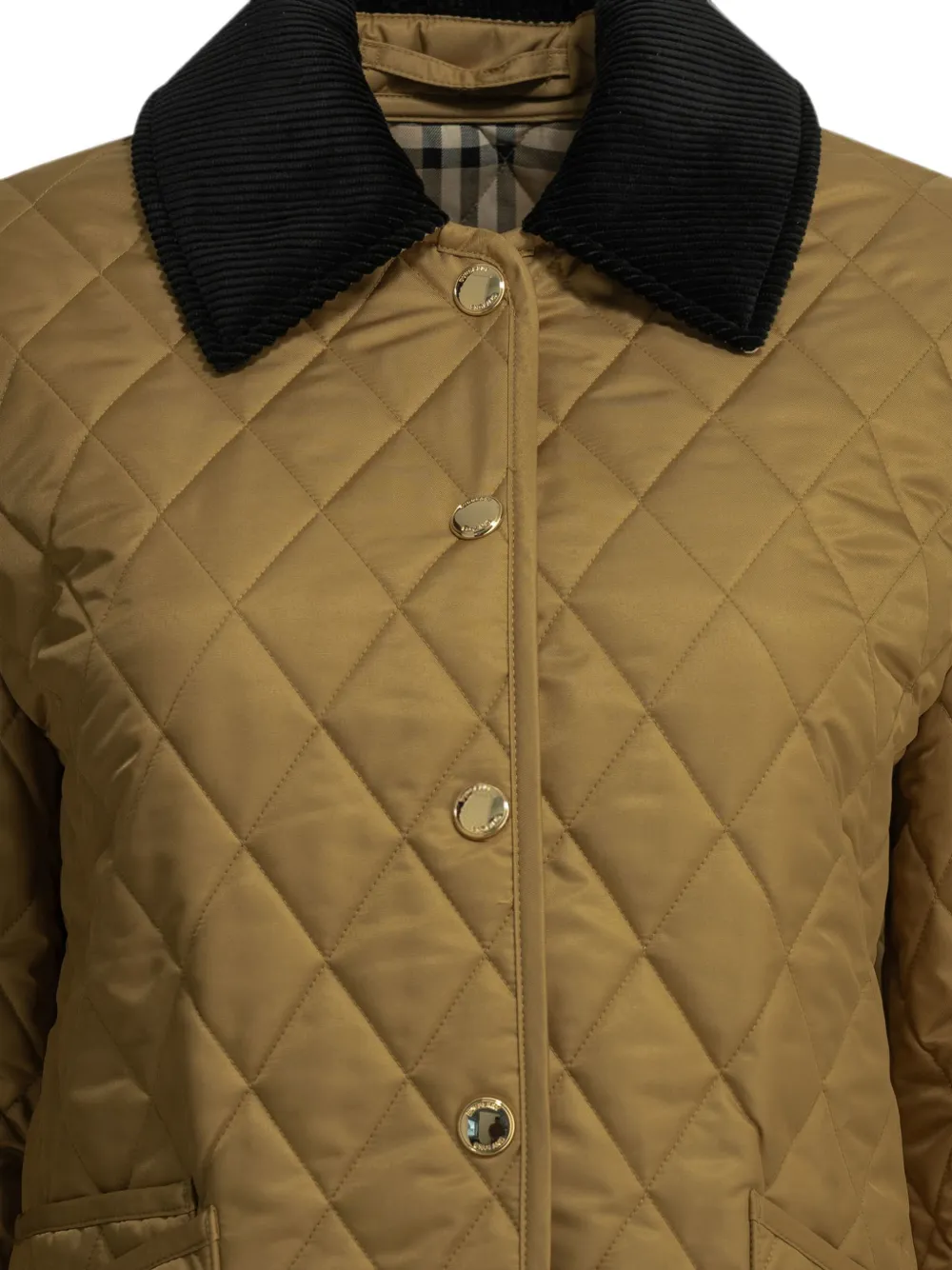 Burberry Gewatteerd jack met ribfluwelen kraag Beige