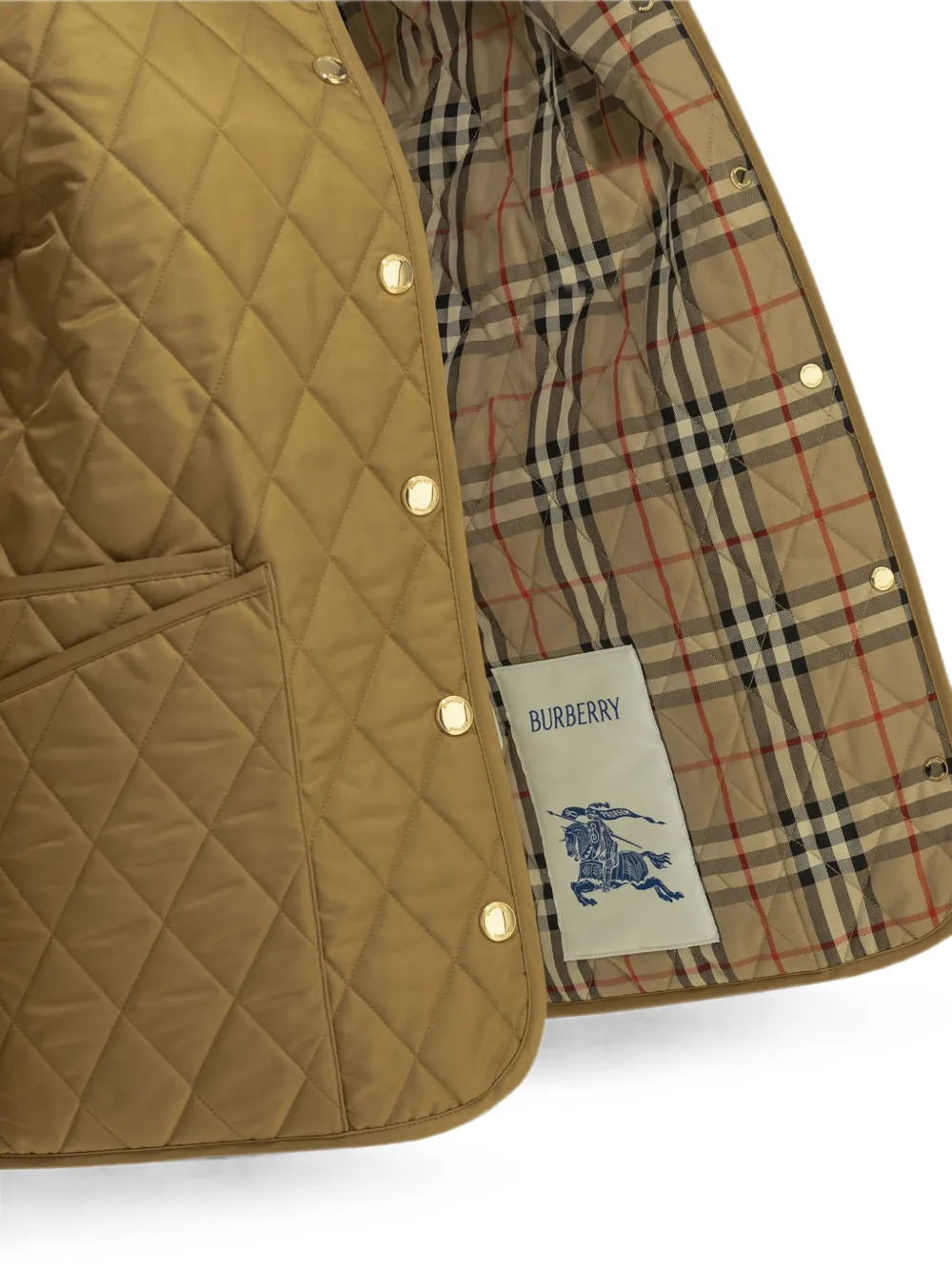 Burberry Gewatteerd jack met ribfluwelen kraag Beige