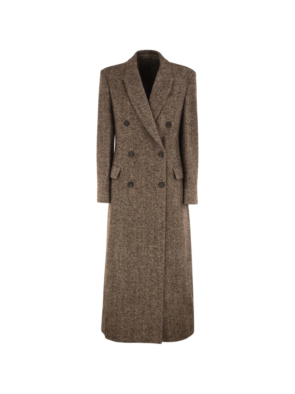 Brunello Cucinelli double-breasted herringbone coat - Braun