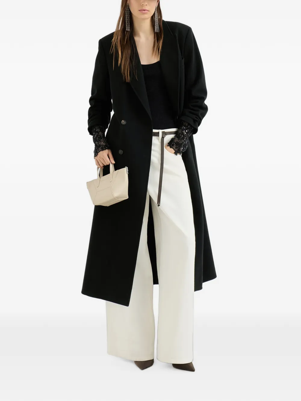 Brunello Cucinelli Jas met ceintuur en monili-afwerking Zwart