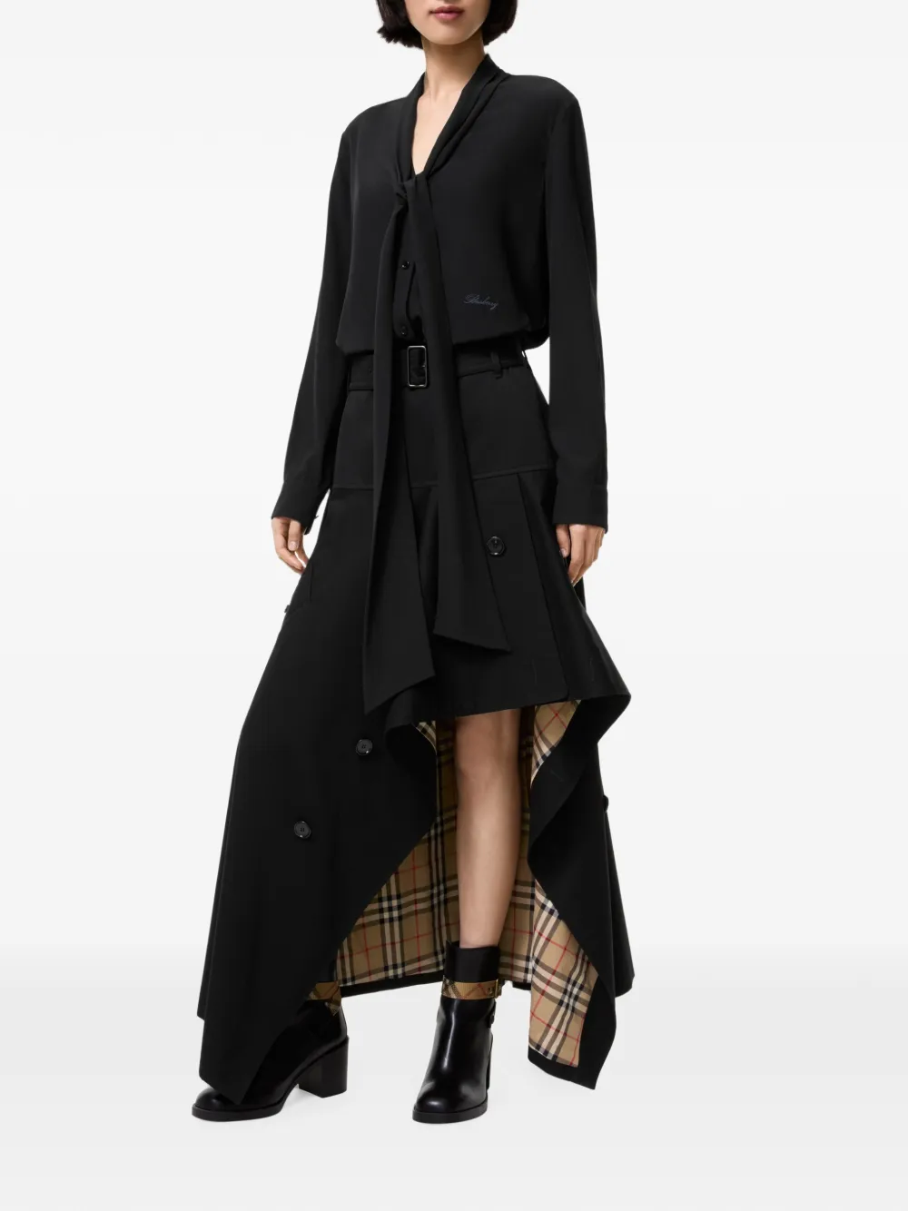 Burberry Gabardine asymmetrische rok Zwart