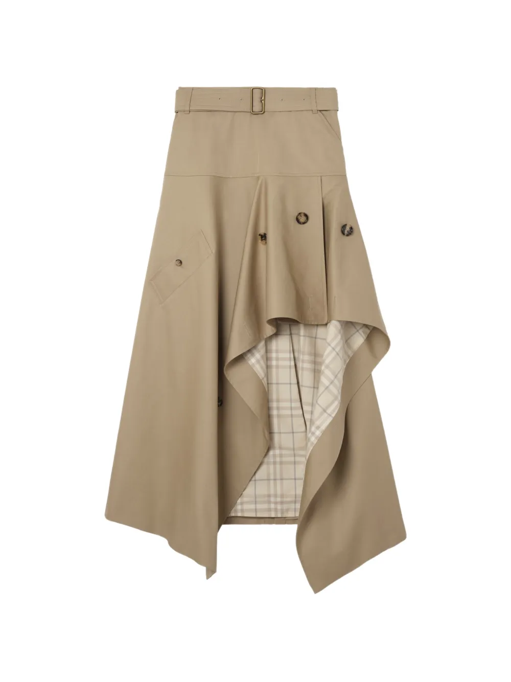 Burberry Gabardine Asymmetric Trench Skirt - Nude