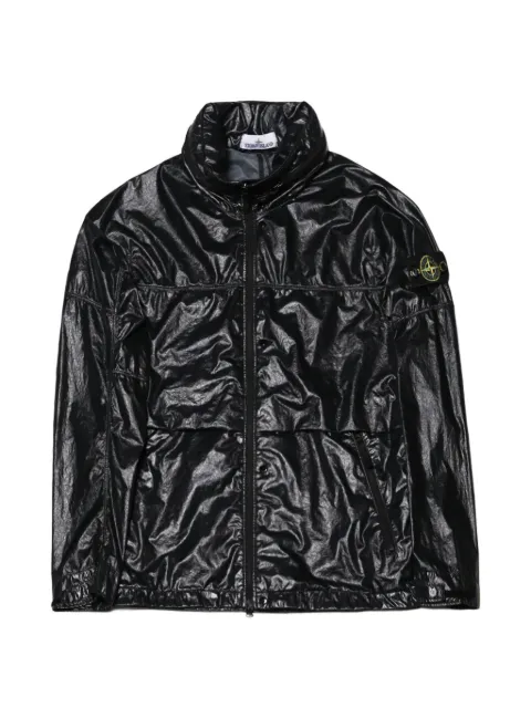 Stone Island logo-patch crinkled-finish jacket