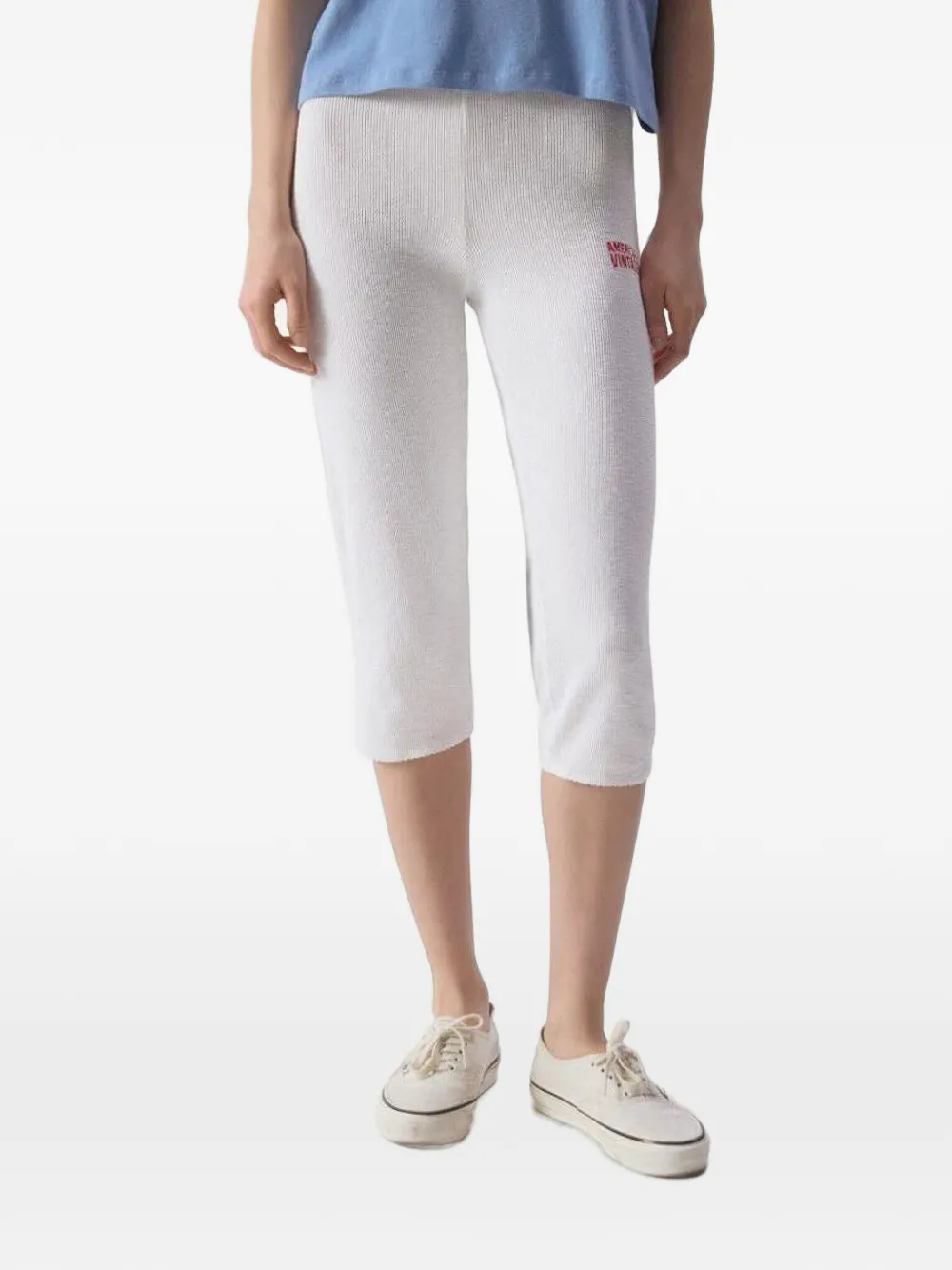 American Vintage Yruki ribbed cropped trousers - Bianco