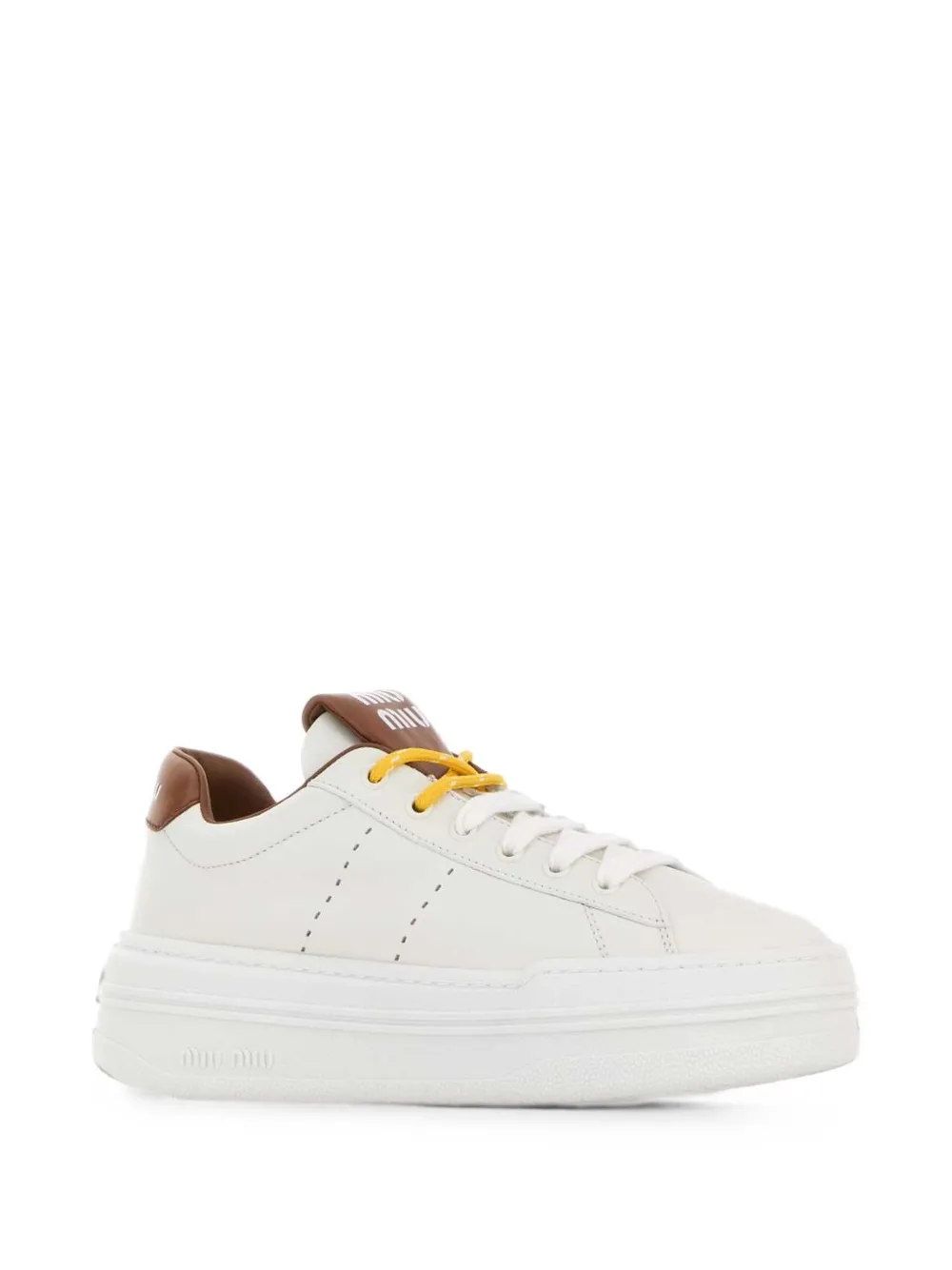 Miu logo-print leather sneakers Wit