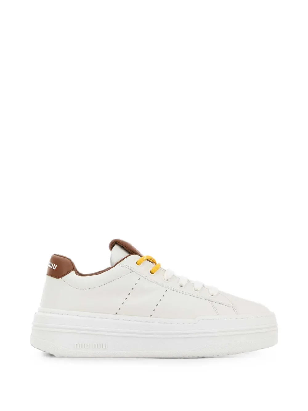 Miu Miu logo-print leather sneakers - Bianco