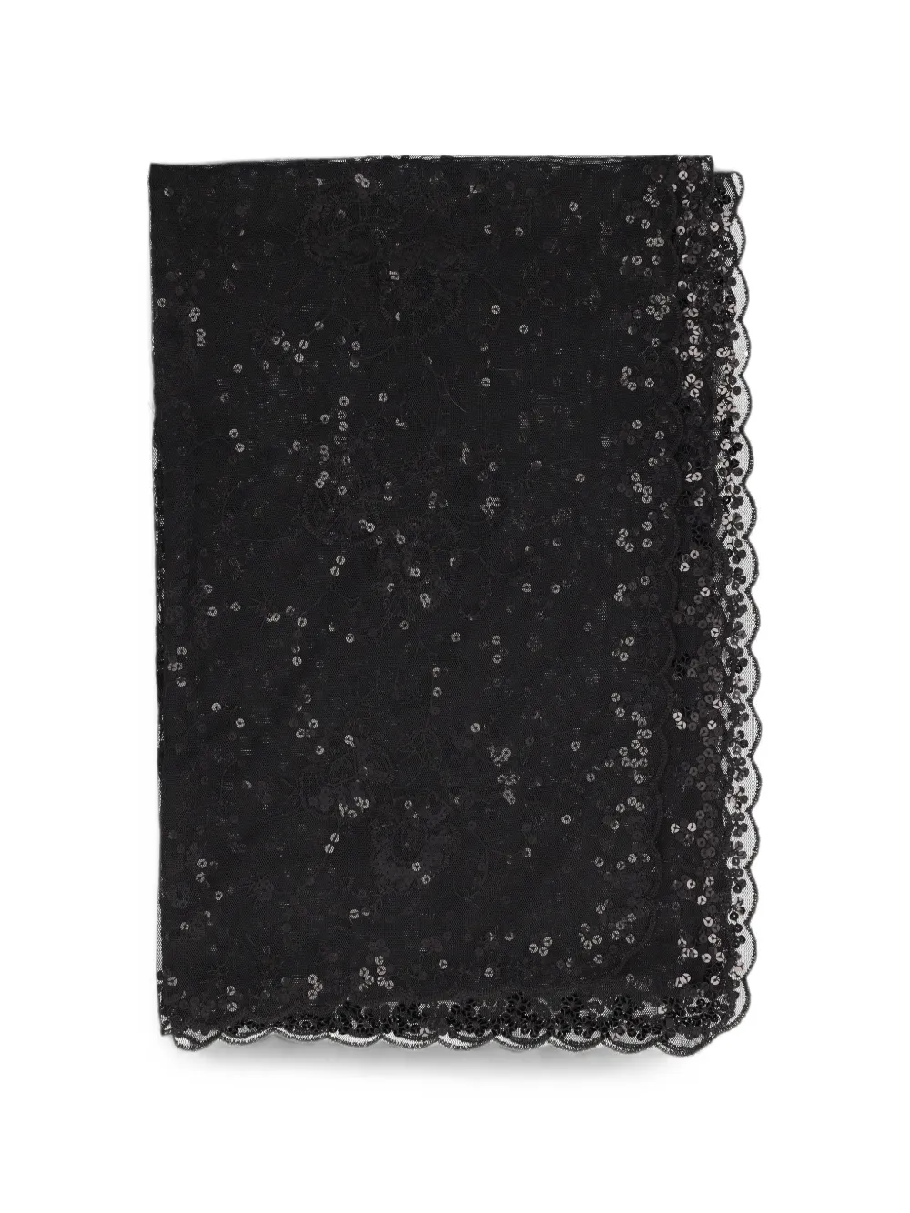 Vintage floral-lace sequin-embellished scarf - Schwarz