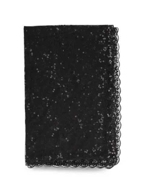 Vintage floral-lace sequin-embellished scarf
