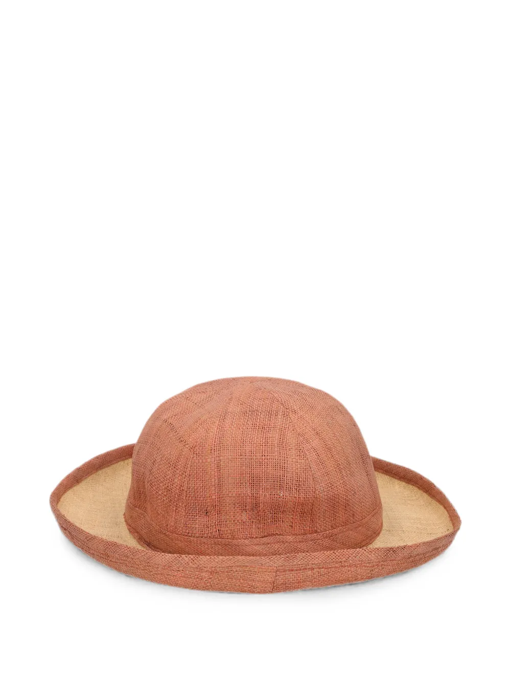 Vintage chapeau tressé à bord large - Orange