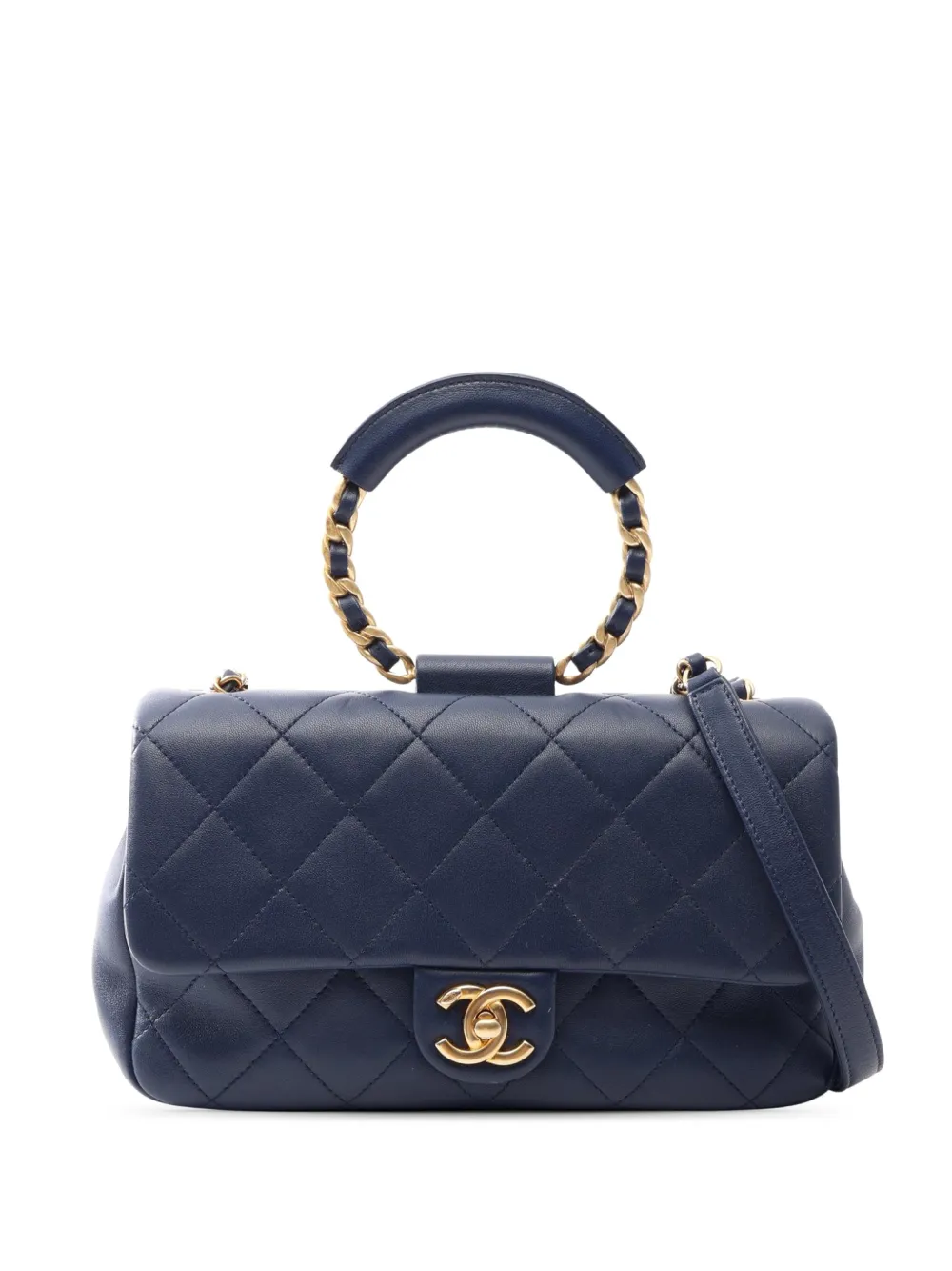 CHANEL Pre-Owned 2019 Medium Lambskin In the Loop Flap satchel - Blu