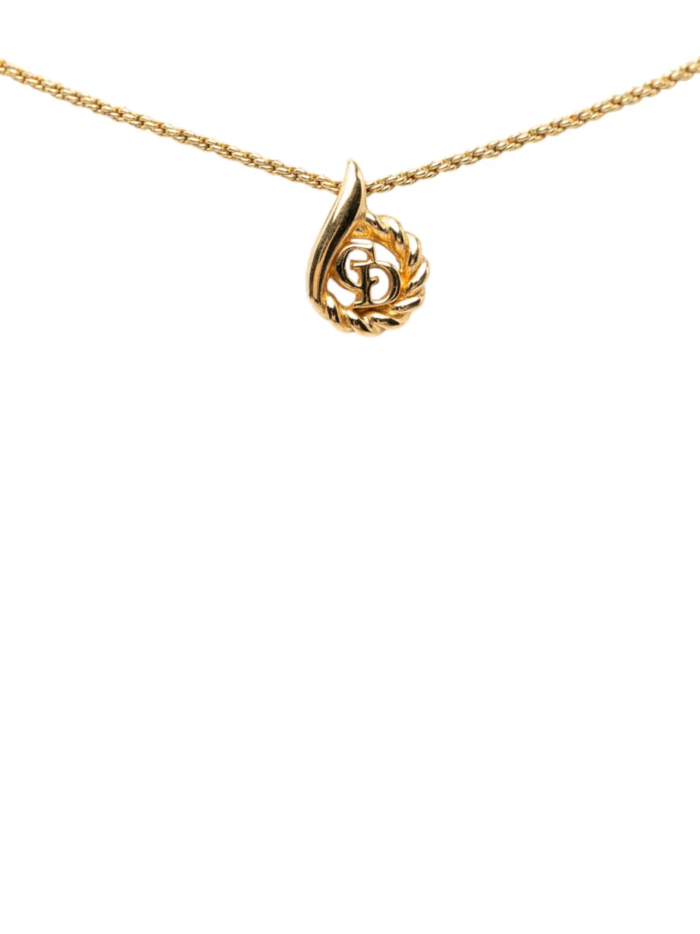 Dior Pre-owned 2000-2026 Gold Plated CD Pendant Necklace Costume Necklace, view 2