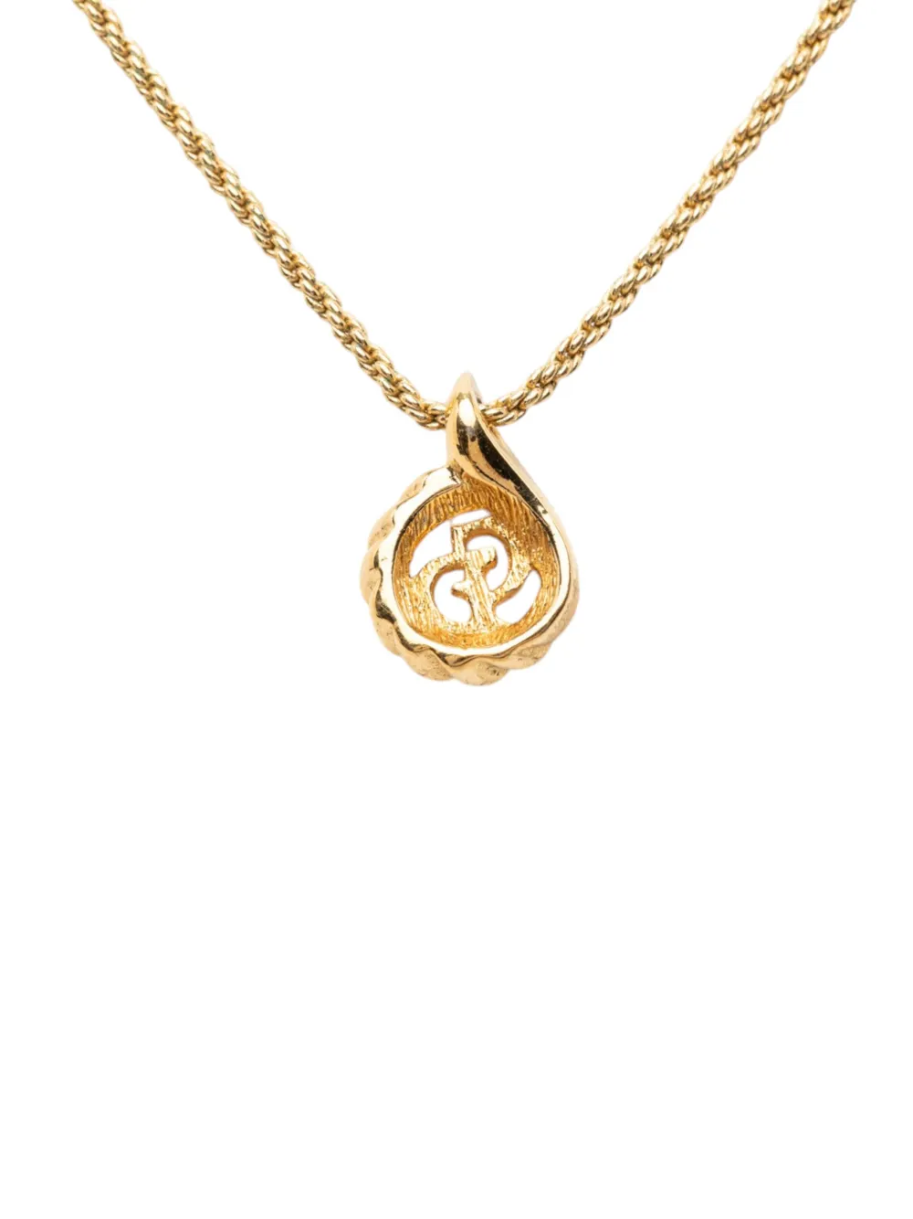Dior Pre-owned 2000-2026 Gold Plated CD Pendant Necklace Costume Necklace, view 3