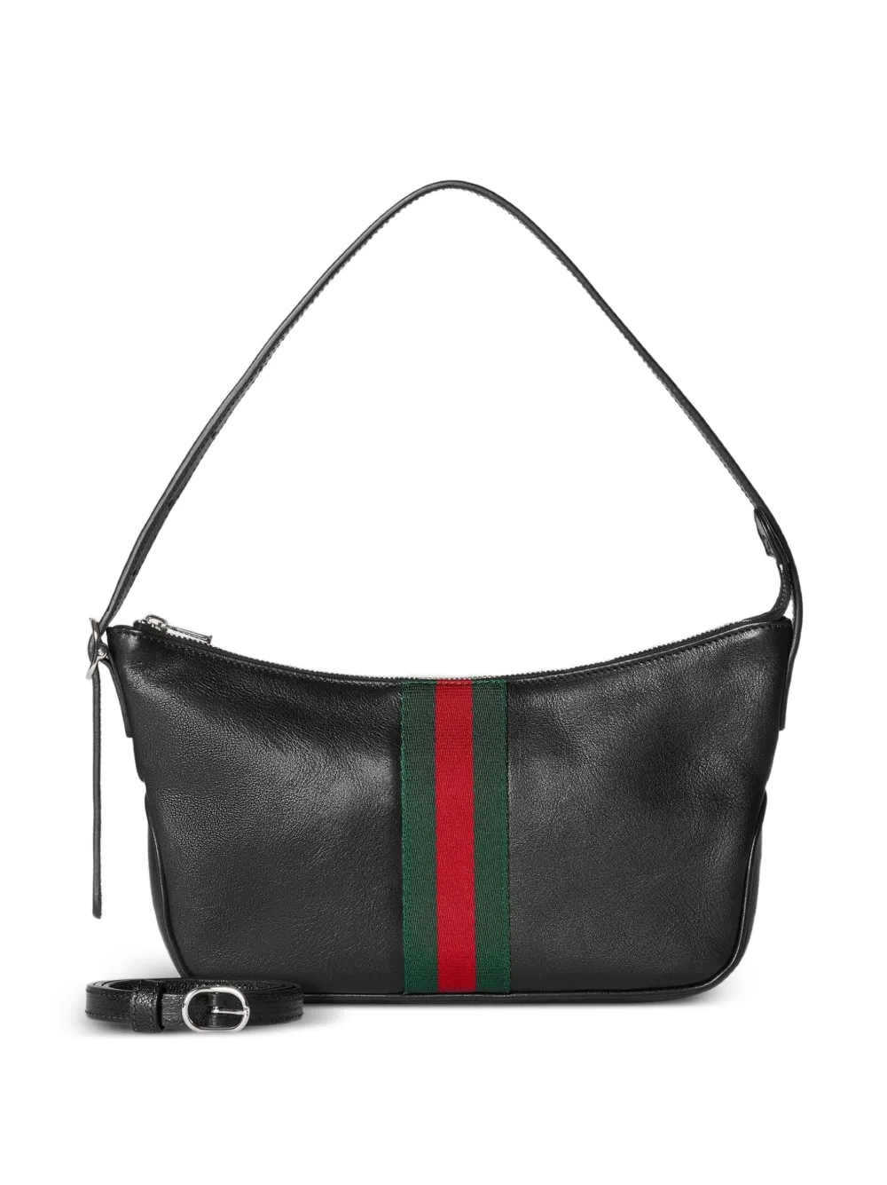 Gucci Web-stripe calf leather messenger bag - Schwarz