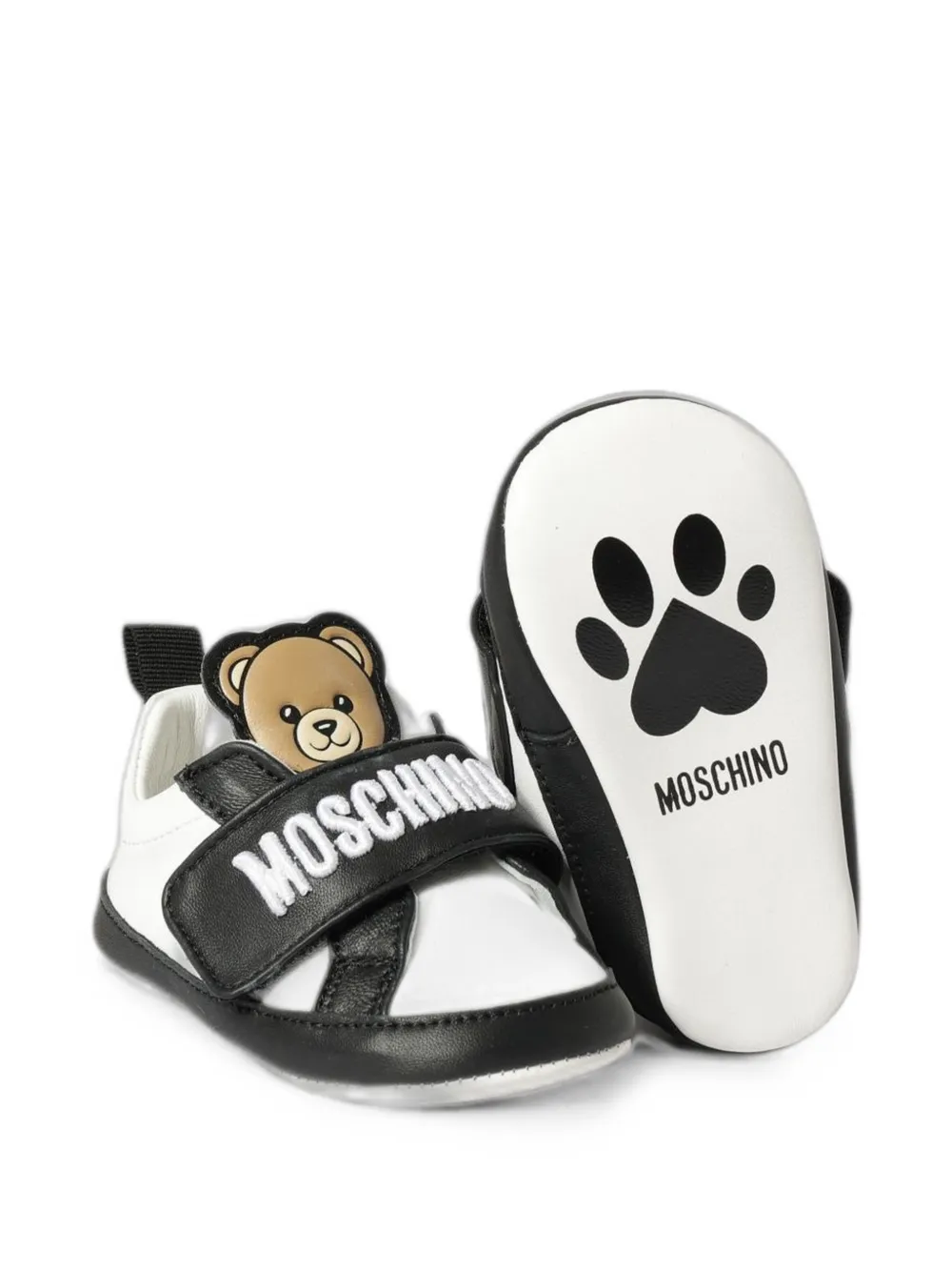 Moschino Kids Teddy Bear patch touch-strap sneakers Wit