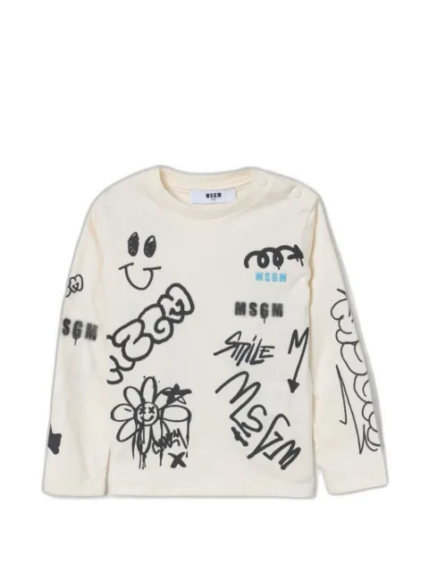 MSGM Kids graffiti-print long-sleeve T-shirt
