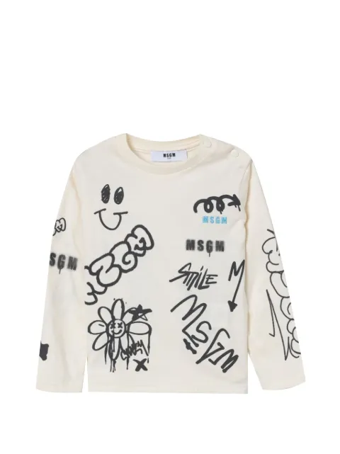 MSGM Kids graffiti-print long-sleeve T-shirt