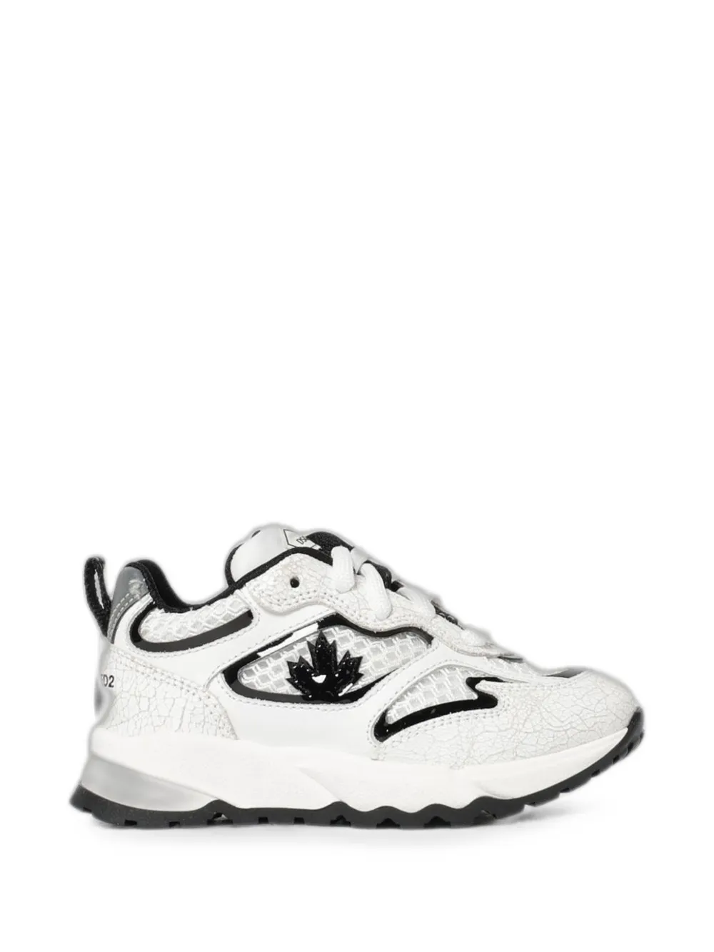 DSQUARED2 KIDS D2 crackle-effect panelled sneakers Wit