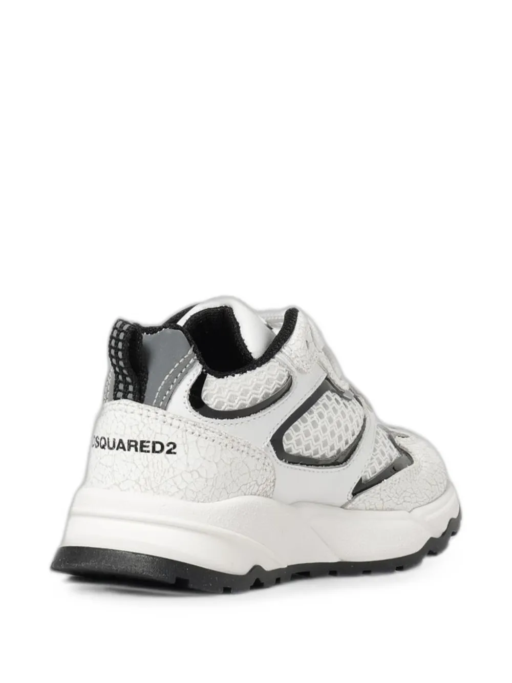 DSQUARED2 KIDS D2 crackle-effect panelled sneakers Wit