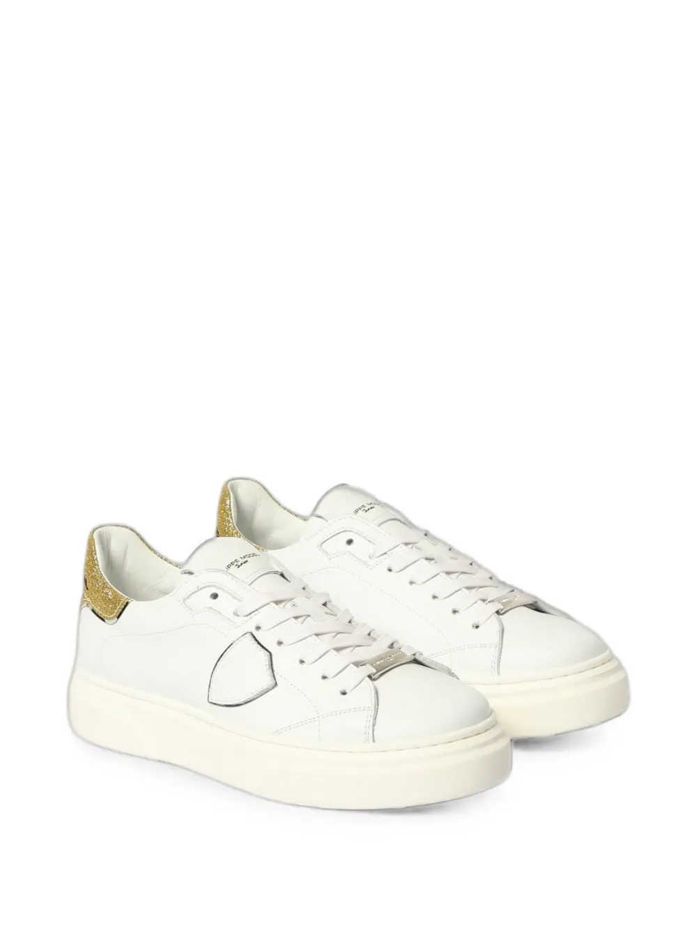Philippe Model Kids Temple glitter-detail sneakers - Bianco