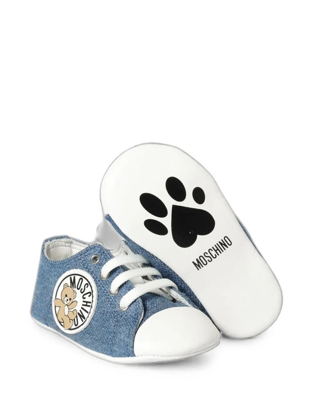 Moschino Kids Teddy Bear patch denim sneakers Blauw