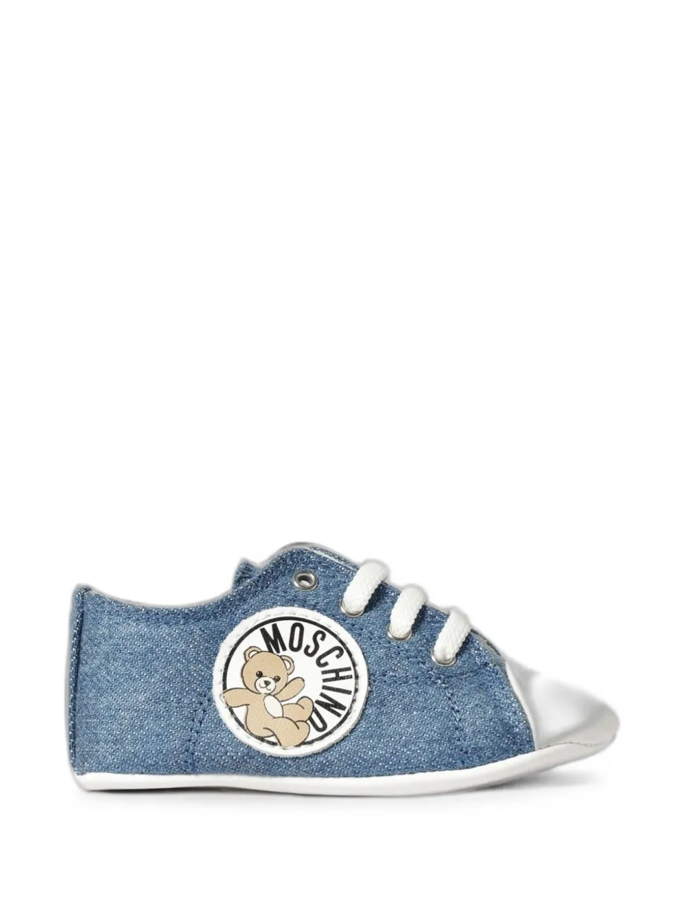 Moschino Kids Teddy Bear patch denim sneakers Blauw