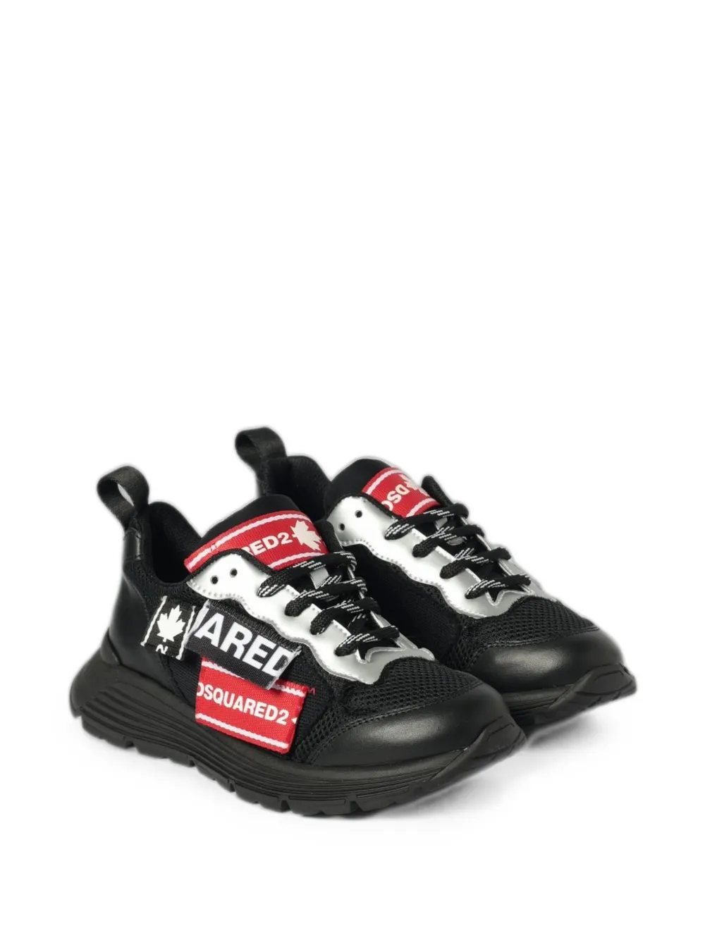 DSQUARED2 KIDS logo-patch panelled sneakers Zwart