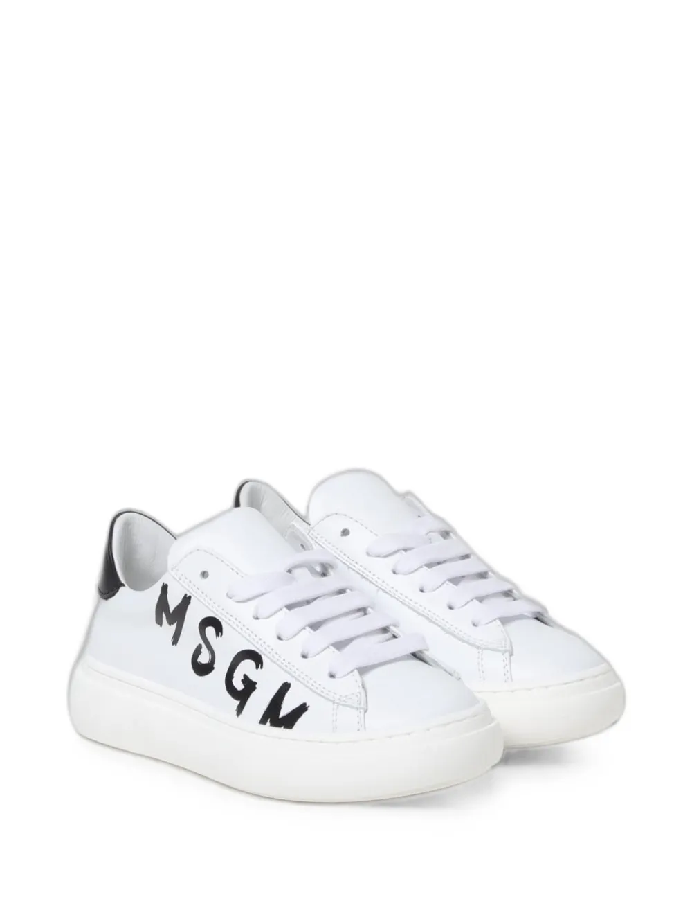 MSGM Kids logo-print leather sneakers Wit