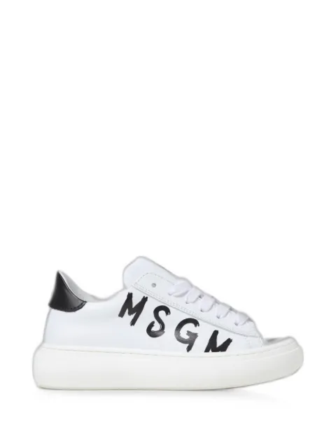 MSGM Kids logo-print leather sneakers