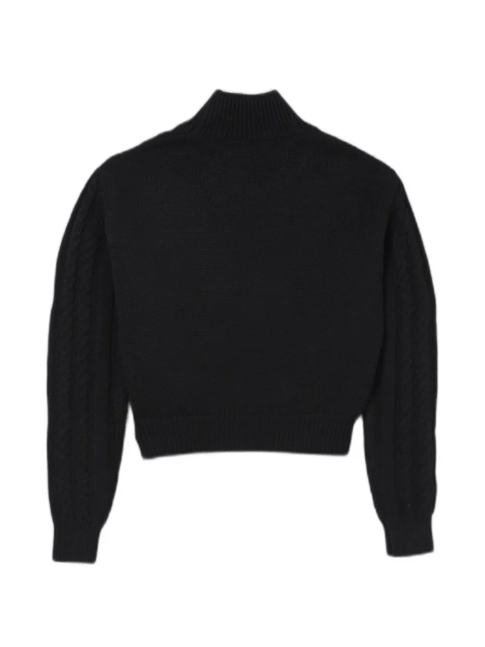 Elisabetta Franchi Kids Kabelgebreide trui met intarsia logo Zwart