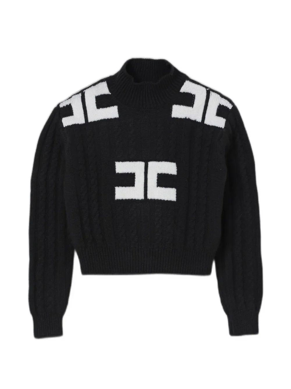 Elisabetta Franchi Kids cable-knit intarsia-logo sweater - Nero