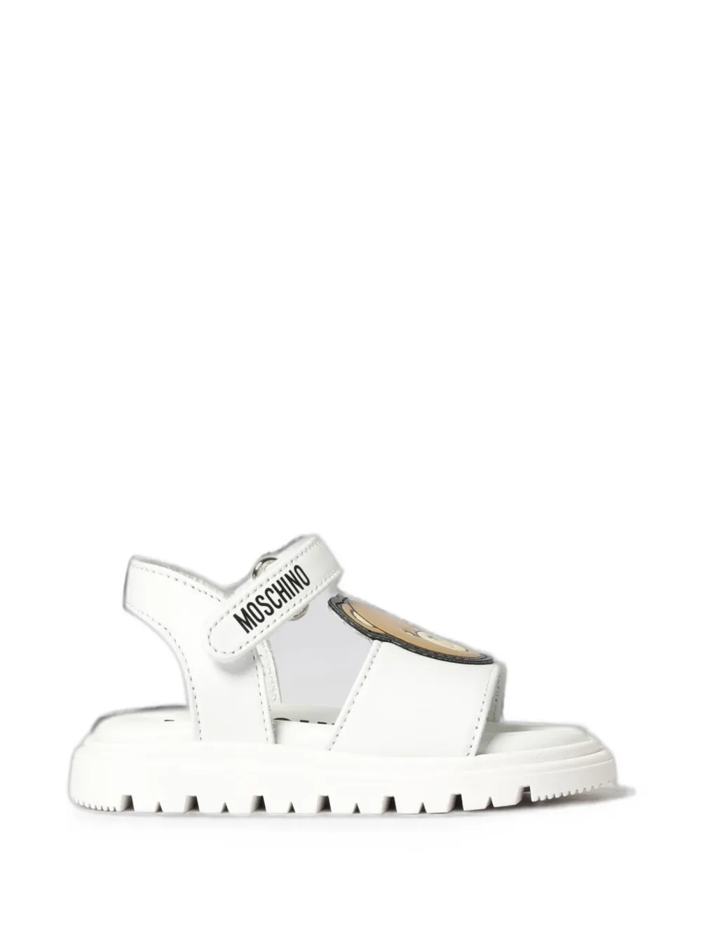 Moschino Kids Teddy Bear-patch leather sandals Wit