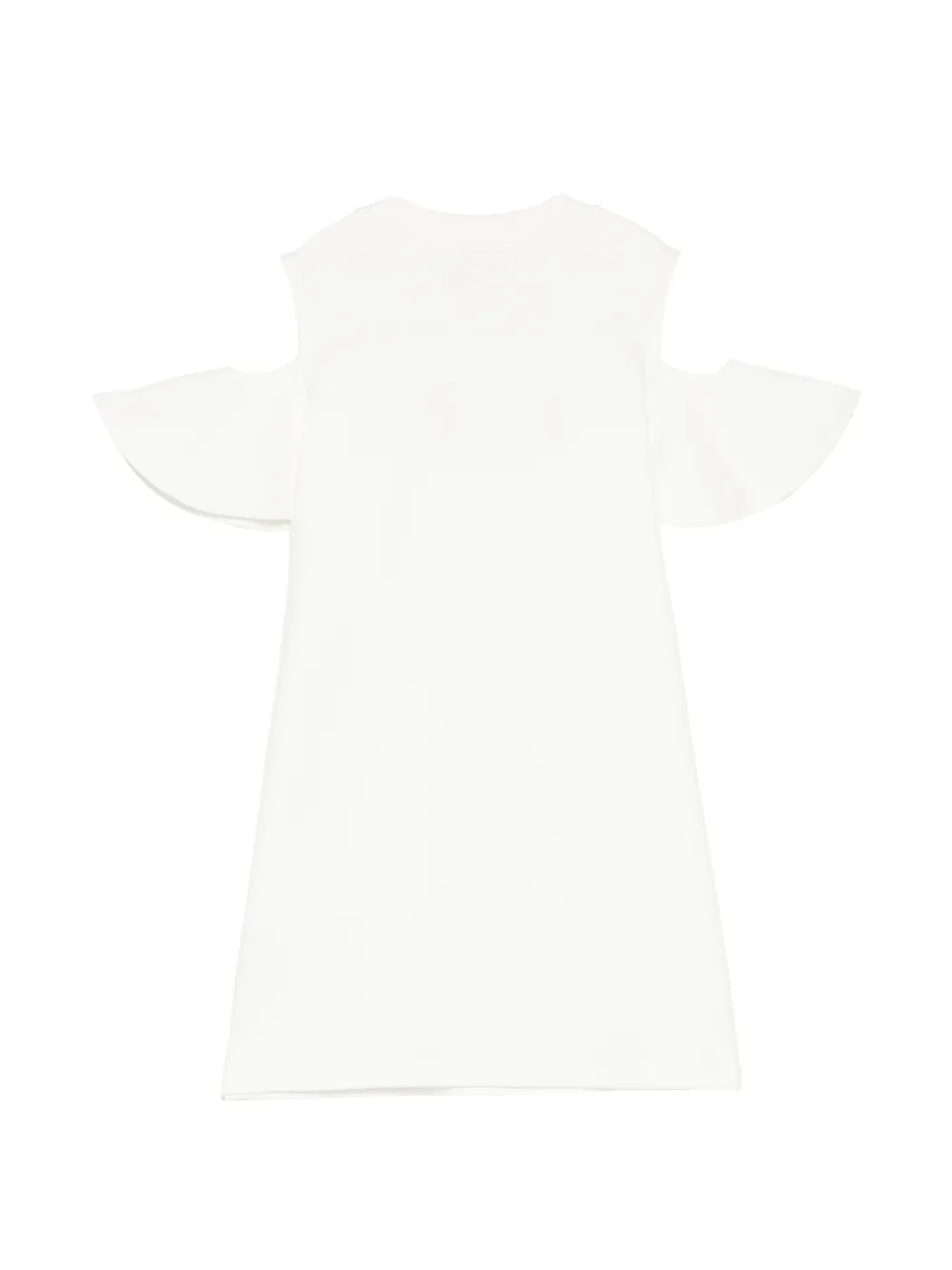 Fendi Kids logo-embroidered cold-shoulder dress Wit