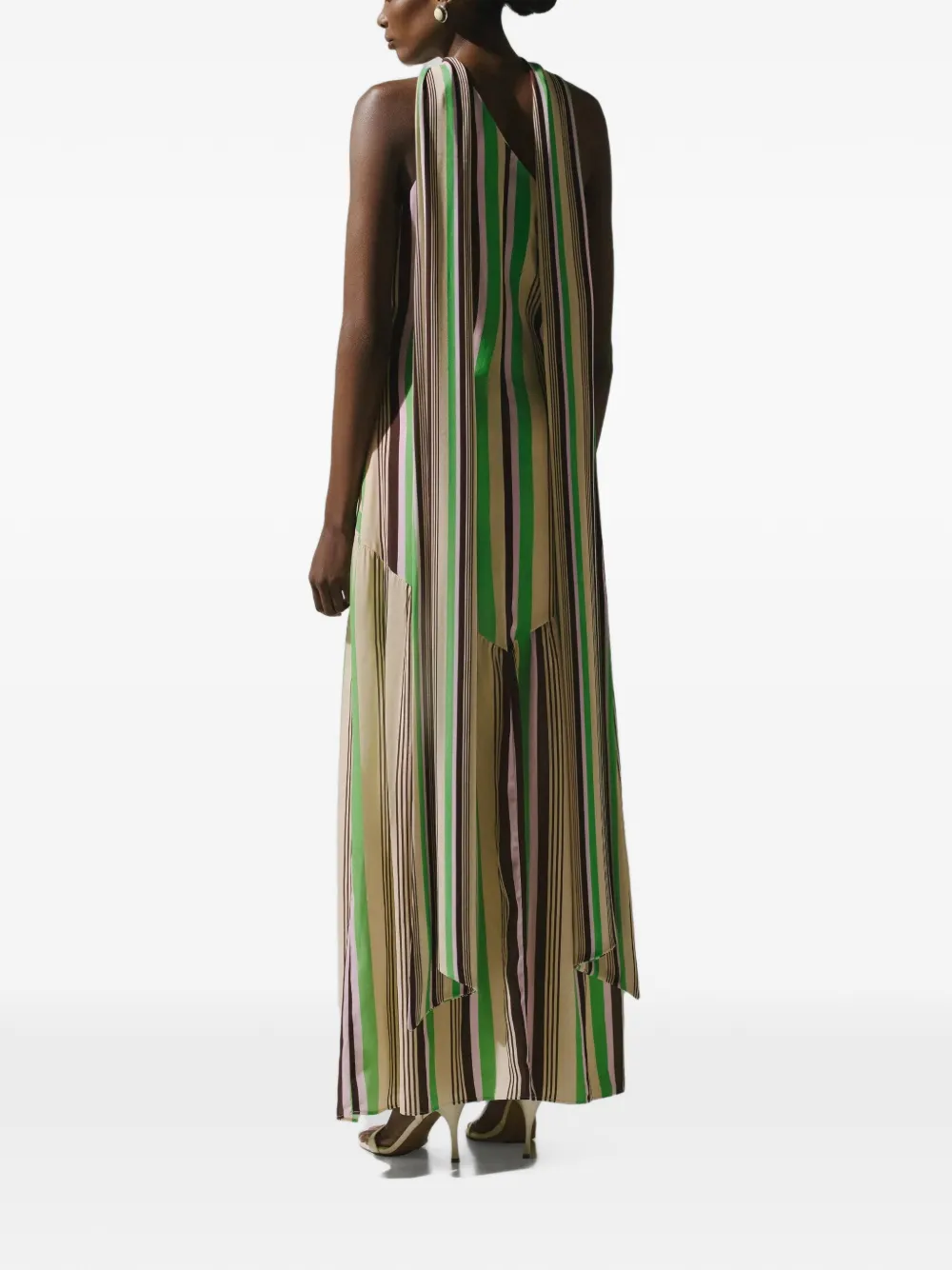 Baobab Ariel asymmetrische maxi-dress met sjaaldetail Beige