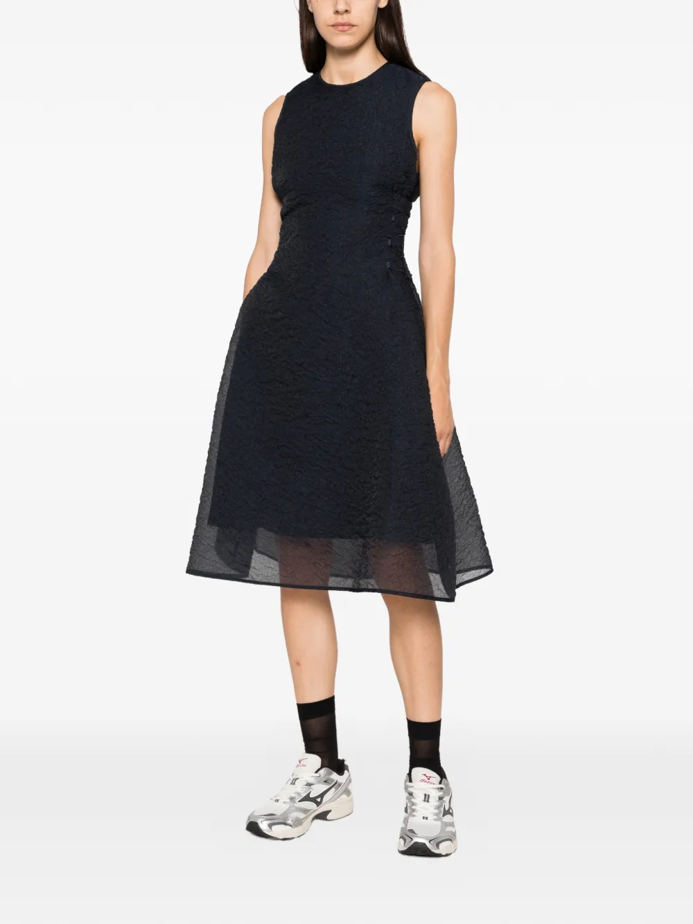 Cecilie Bahnsen Floria Brodia matelassé midi-jurk Blauw