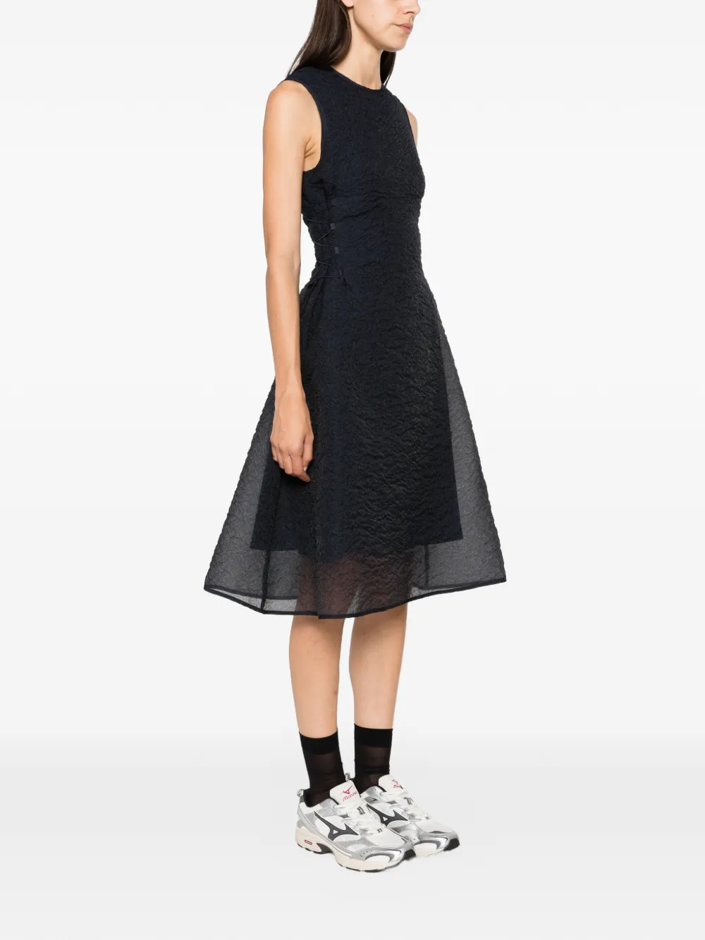 Cecilie Bahnsen Floria Brodia matelassé midi-jurk Blauw