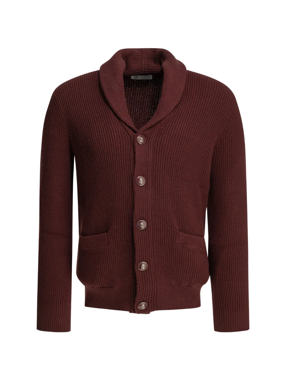 Brunello Cucinelli shawl-collar ribbed-knit cardigan - Rosso