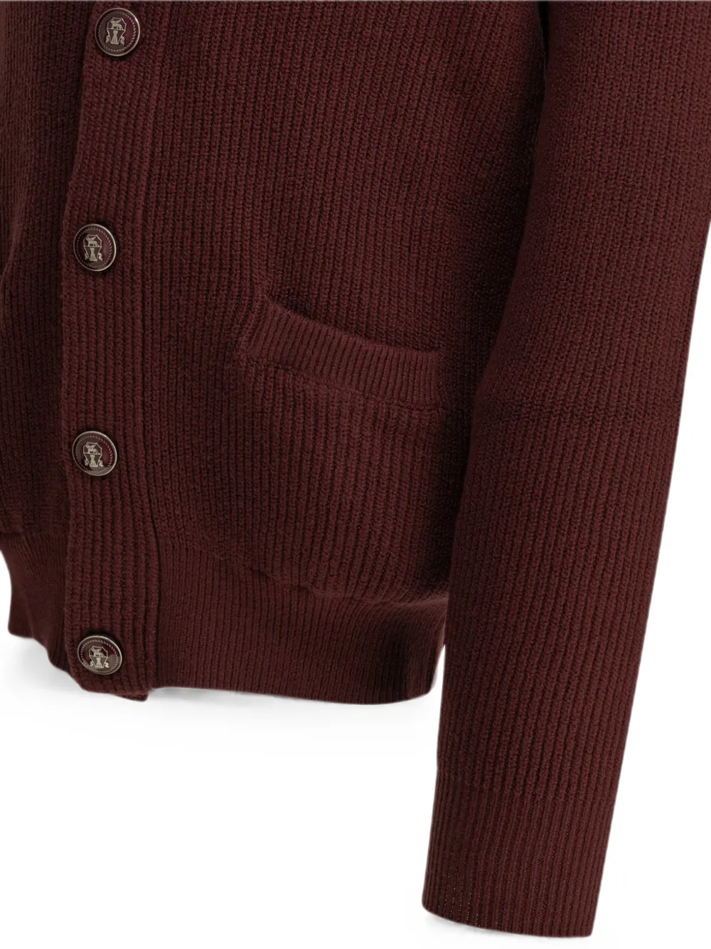 Brunello Cucinelli Ribgebreid vest met sjaalkraag Rood