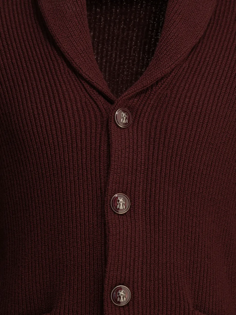 Brunello Cucinelli Ribgebreid vest met sjaalkraag Rood