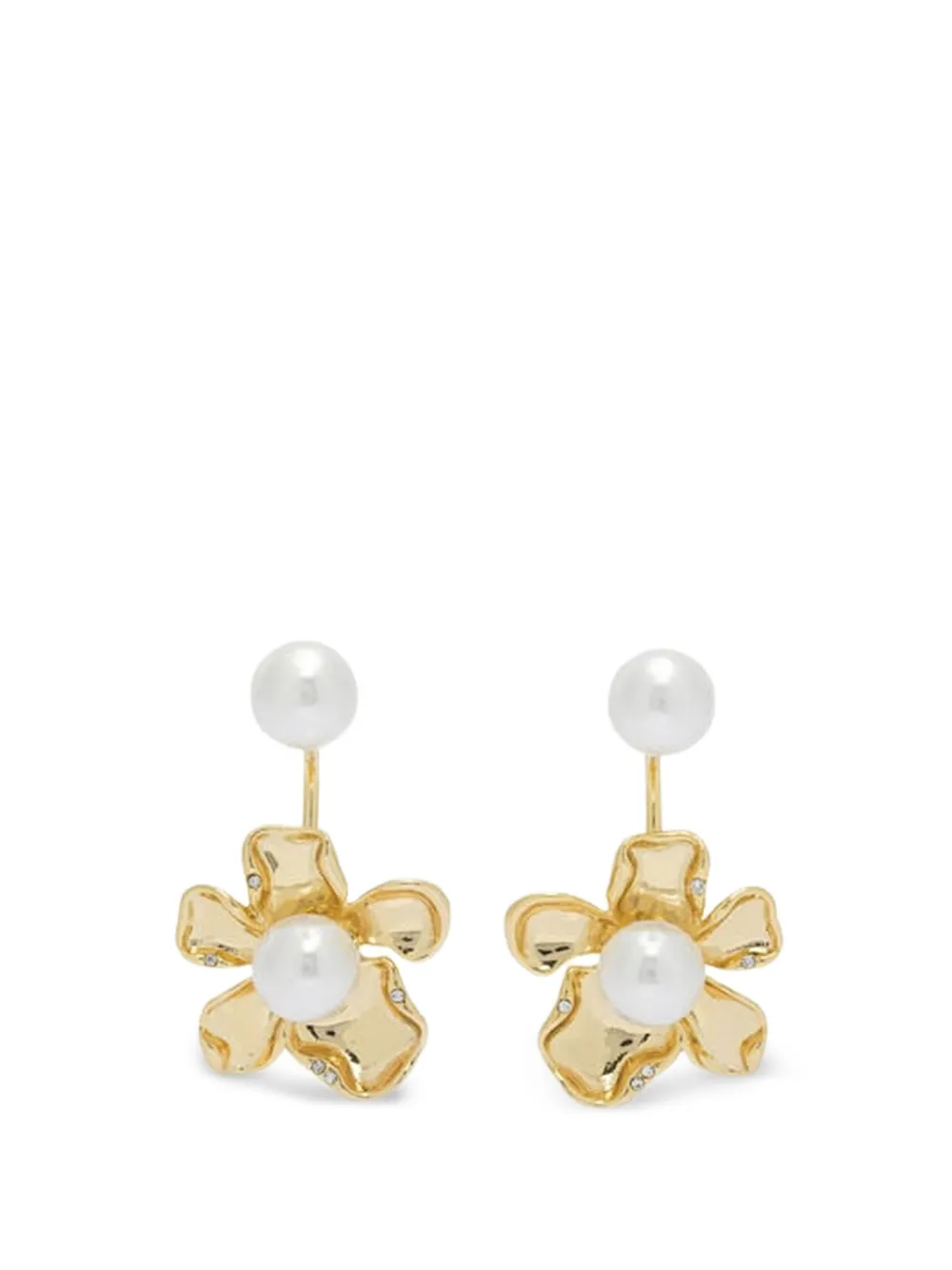 Self-Portrait flower-motif earrings - Gold