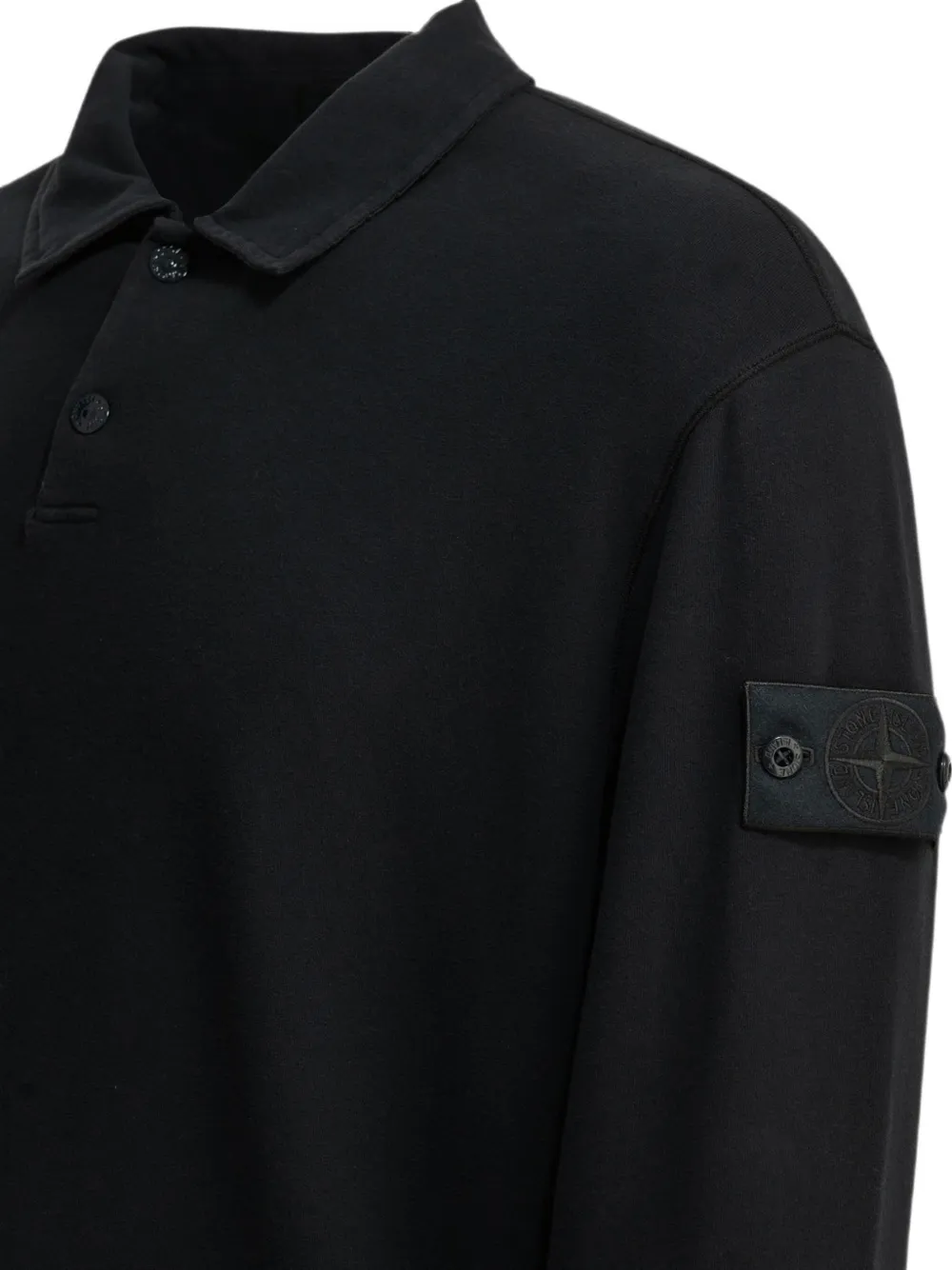 Stone Island Poloshirt met logopatch en knopen Zwart