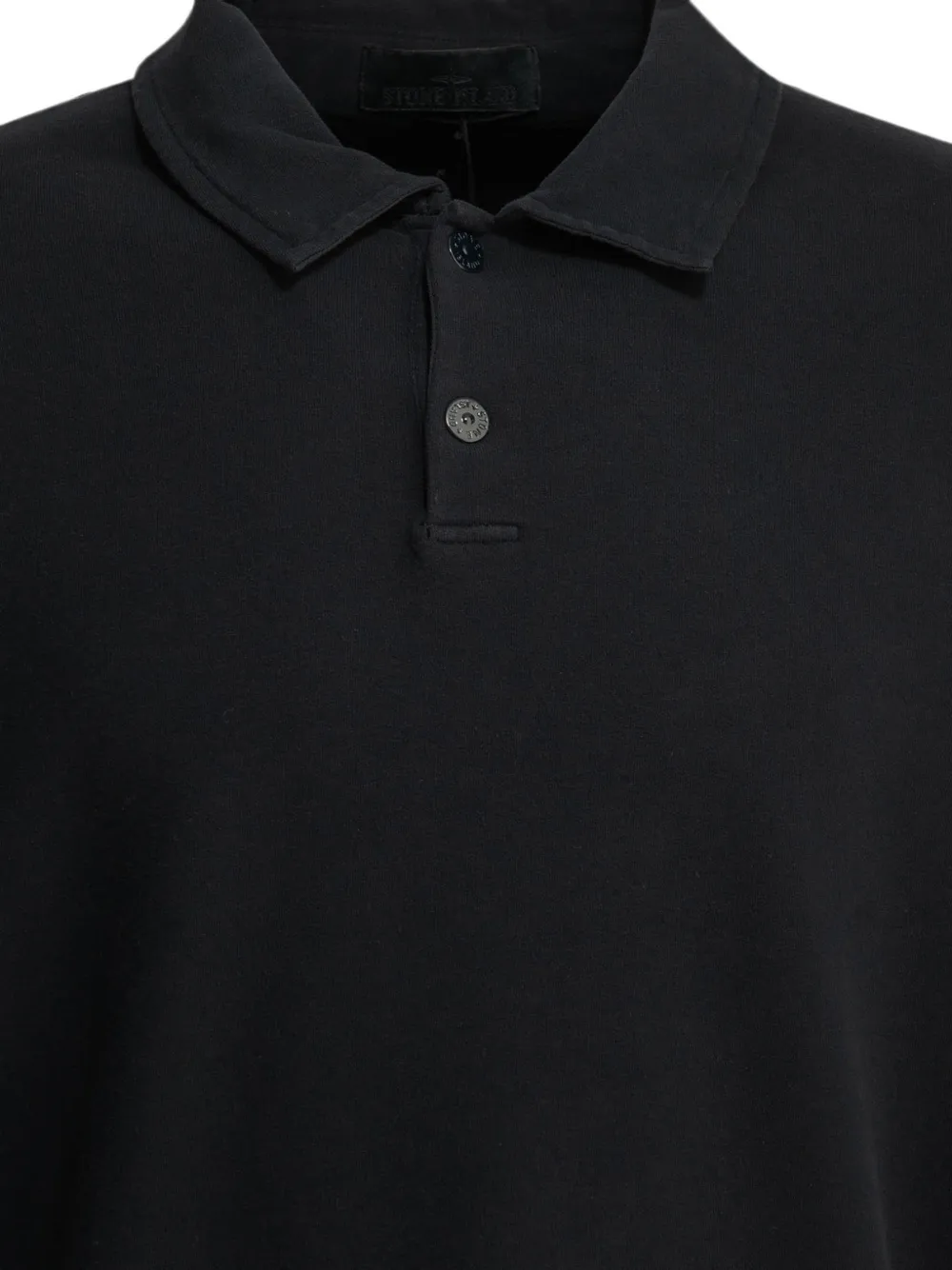 Stone Island Poloshirt met logopatch en knopen Zwart