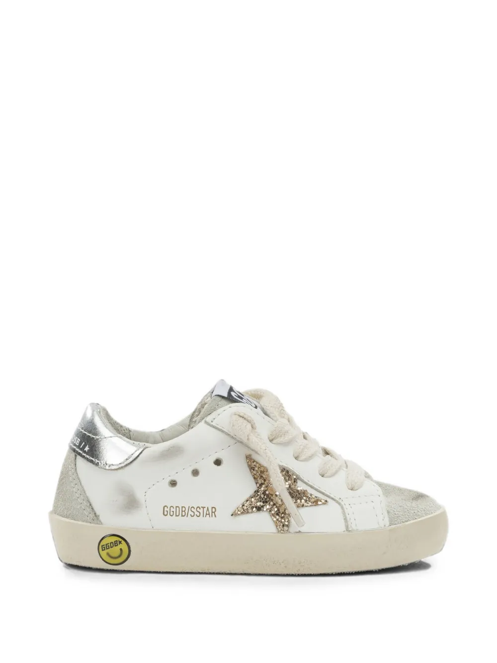 Golden Goose Kids Super-Star glitter-patch sneakers Wit