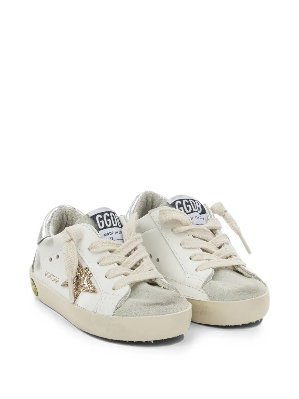 Golden Goose Kids Super-Star glitter-patch sneakers Wit