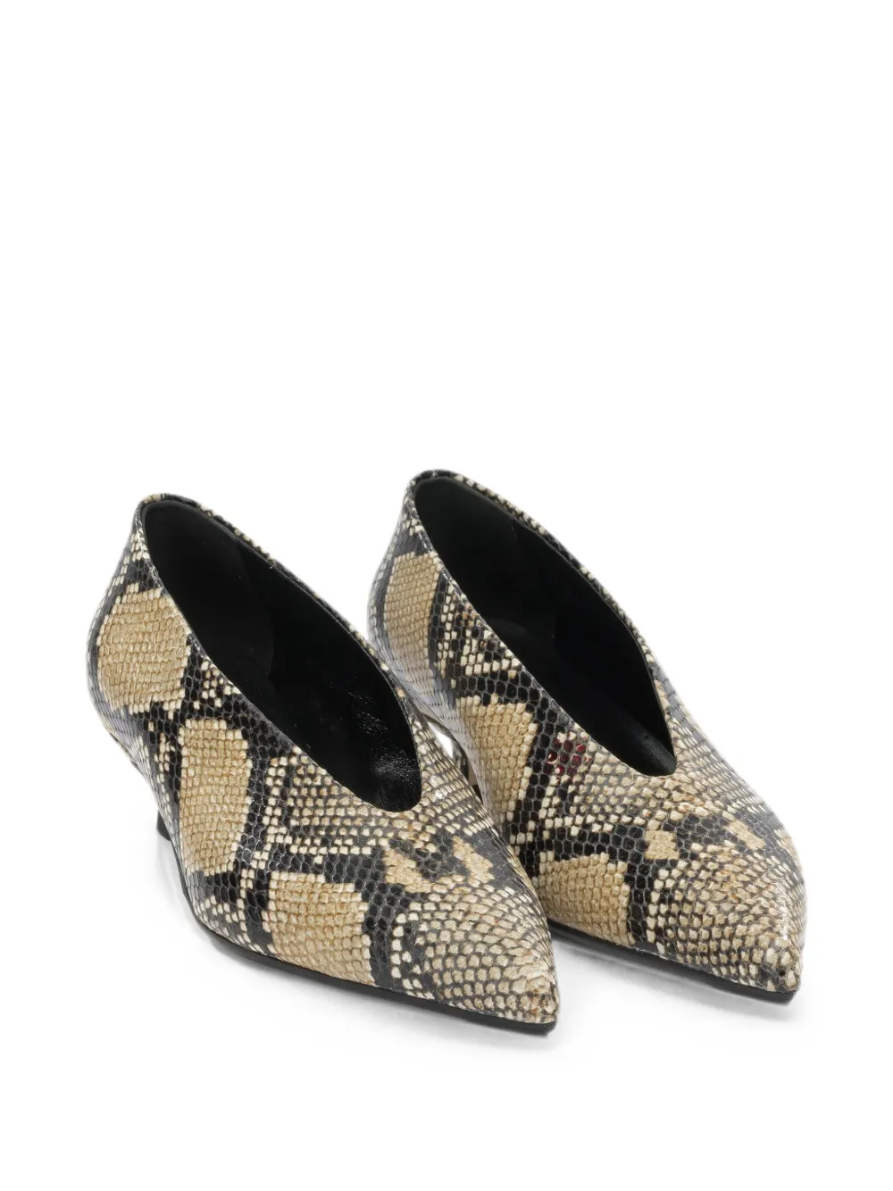 Aeyde Clara snake-print pumps Beige