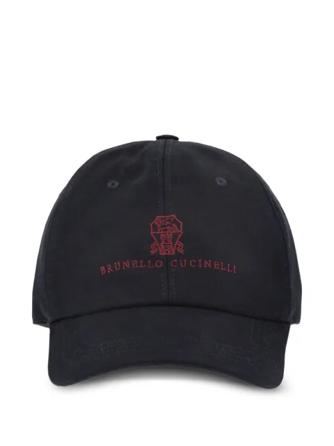 Brunello Cucinelli gorra teñida con logo bordado