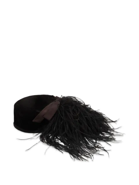 Vintage feather-trim bow hat
