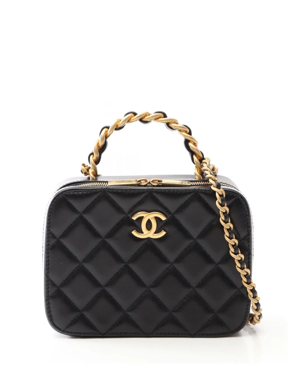 CHANEL Pre-Owned 2021-2026 Small CC Quilted Lambskin Top Handle Vanity Case satchel - Nero