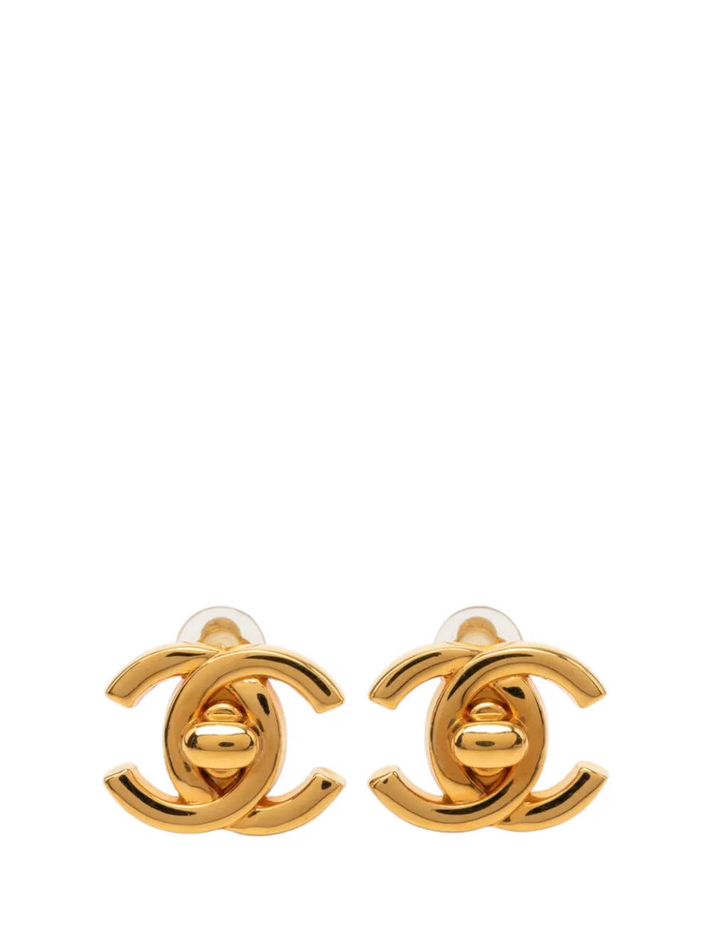 CHANEL Pre-Owned 1997 CC Gold Plated Turnlock Clip On Earrings costume earrings - Oro