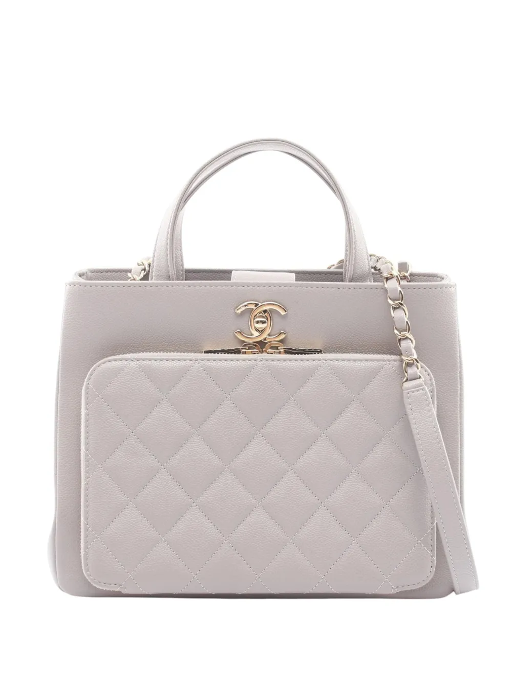 CHANEL Pre-Owned 2021-2026 Small Quilted Caviar Business Affinity satchel - Grey